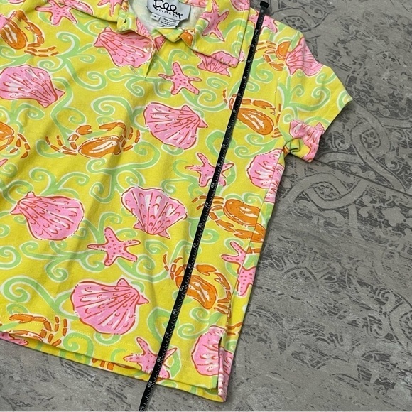 Lilly Pulitzer | Vintage Print: Sunrise Sandbar Crab Polo Shirt | Girls Small - Picture 5 of 6